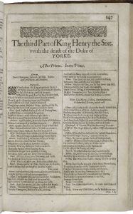 Henry VI, Part III first folio page.